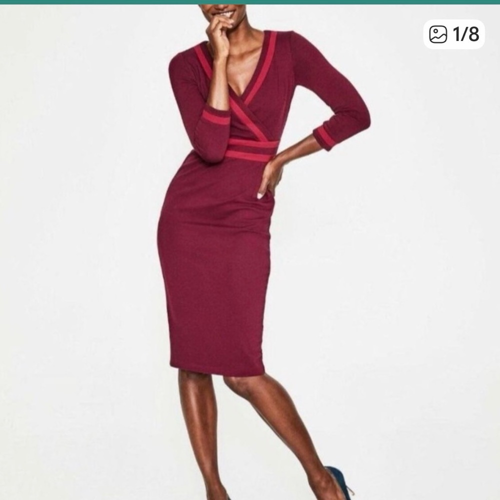 Boden Burgundy Long Sleeve Dress